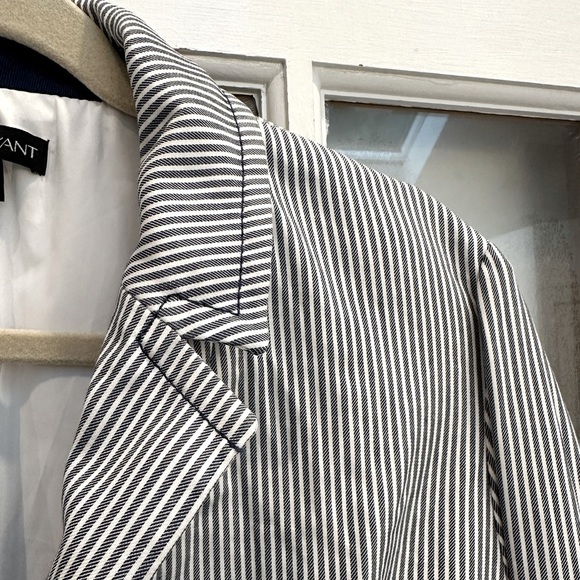 Lane Bryant Denim Blue and White Pinstripe Blazer Jacket Plus Size 16 Career - Picture 2 of 12